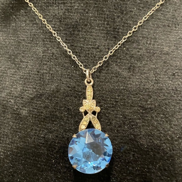 Antique | Statement | Necklace | England | Blue Glass | Art Nouveau | Unmarked - Picture 8 of 10